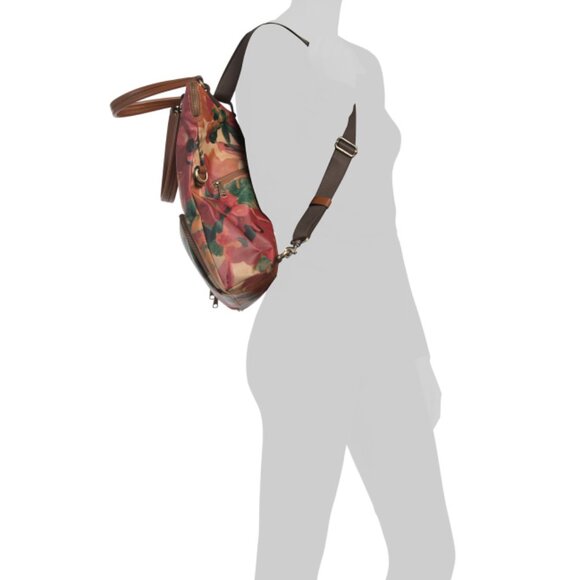 PATRICIA NASH Le Fleur Navy Print Coated Fabric Karina Large Laptop Backpack - Picture 2 of 2